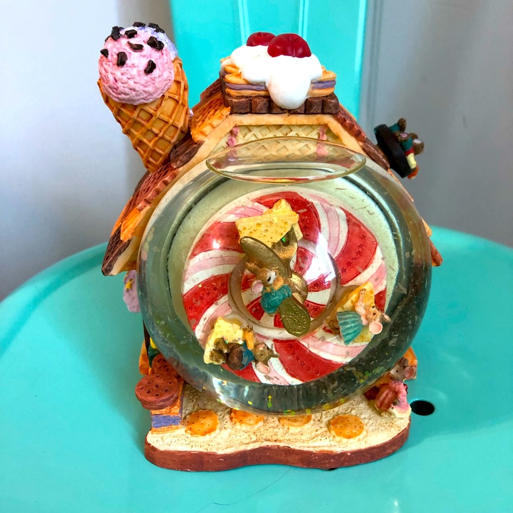Candyland Sugar House Water Globe Music Box